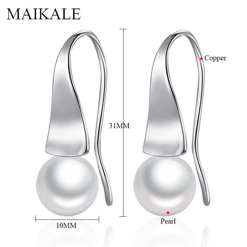 MAIKALE, трендовые глянцевые серьги-капли в форме треугольника с жемчугом, хорошее ювелирное изделие, серьги-подвески из розового золота для женщин, изысканное ювелирное изделие