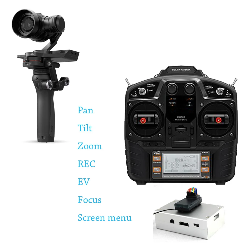 

POWERKAM OSMORIDER PRO RC remote control system for DJI X5 including PAN,TILT,ZOOM,REC,MENU,EV,FOCUS