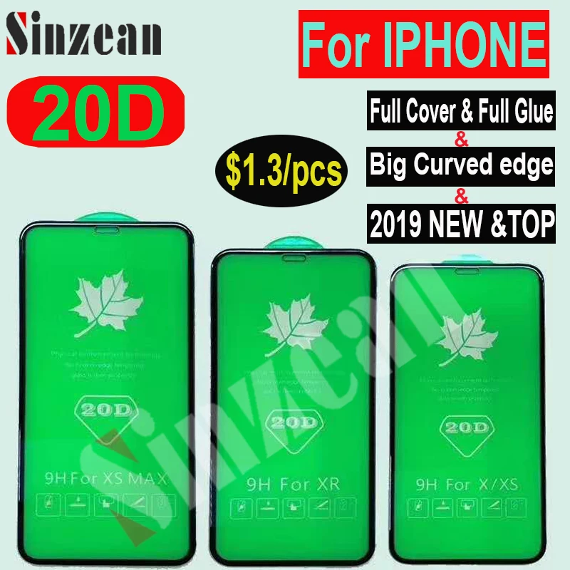 Sinzean 25 шт большой радиус для IPHONE 11/678 Plus 20D полное покрытие закаленное стекло XS MAX/XR