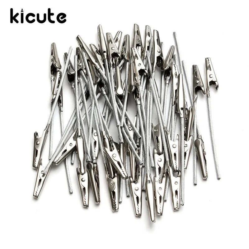 

Kicute 50Pcs Craft Party Alligator Clamp Wire Clip Decor for Card Note DIY Picture Photo Memo Holder Clips Clay Cake Accessories