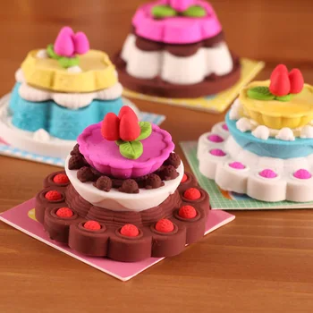 

4 Erasers/Set Cake Shape Erasers For Kids Kawaii Cute Gifts For School Student Gift