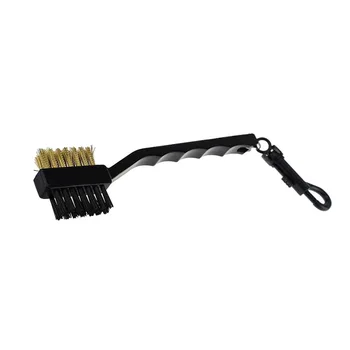 

Golf Cleaner Double Side Copper Brush Portable Buckled Grooves Handle Cleaning