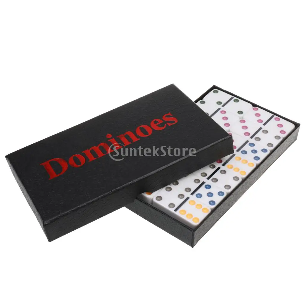

Double Six Dominoes Set of 28 Vintage Domino Travel Game Toy Brain Teaser Kids Gift White Colorful