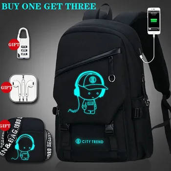 

Large School Bags USB Children's Backapck Schoolbag For Teenage Girls Boy Waterproof Luminous Luggage Bag Kids School Backpack