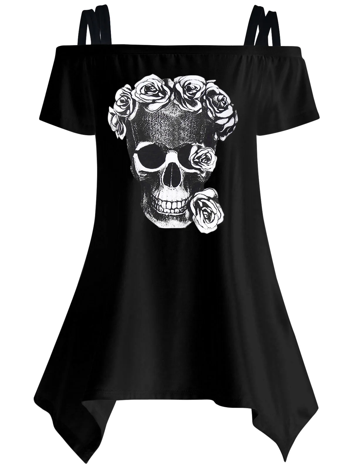 

Women Casual Short Sleeeve T-shirts Skull Print T-shirts Off Shoulder Female 2017 Summer Tunic Mujer Women Tops LJ9615E