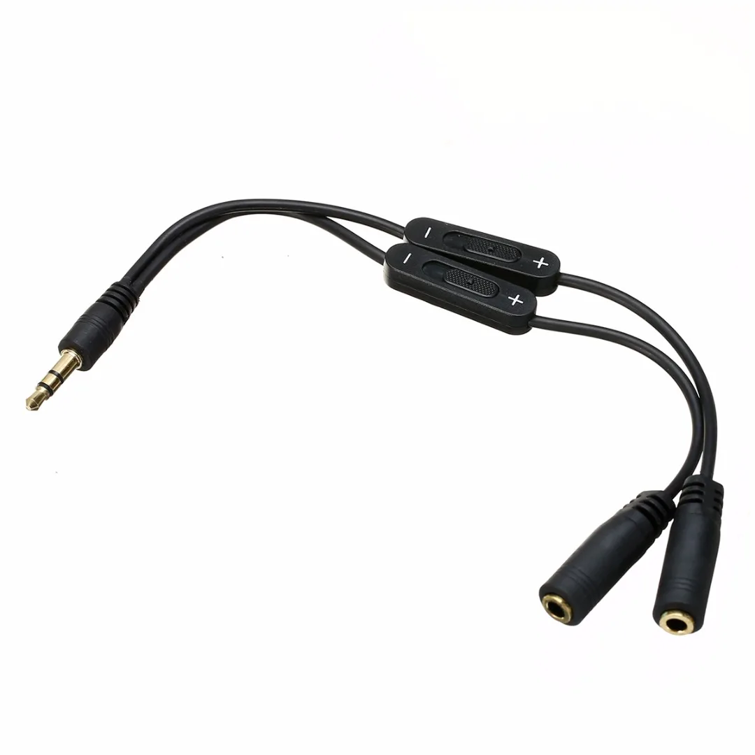 

Mayitr 3.5mm Stereo Audio Headphone Male To 2 Female Y Splitter Cable Volume Control Suitable For MP3 Media Player 20cm