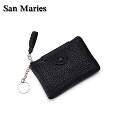 Сумки San maries Для женщин из коровьей кожи маленький кошелек, кожаный держатель для карт кошелек на молнии клатч сумочка брелок дропшиппинг
