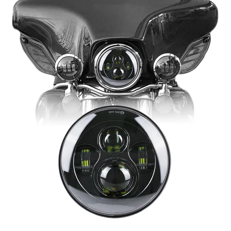 4 Lens Projector 7" Led Headlight For Motorcycle Projector Hid Led