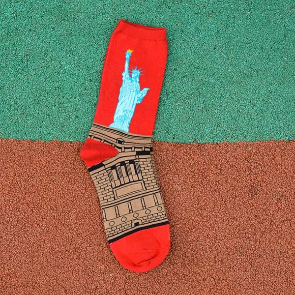 L 6 пара Happy Socks картина маслом чесаный Хлопковые фирменные носки Harajuku Для мужчин носки красочные платья knit Crew Long смешные носки Meias Eur39-45 - Цвет: L