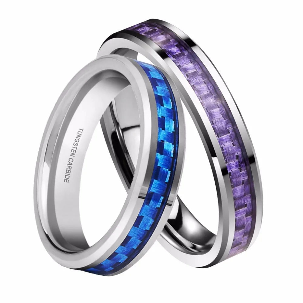 4mm Tungsten Ring Blue/Purple Carbon Fiber Inlay Couples