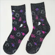 Новинка года; Модный Блестящий Носок с героями мультфильмов для девочек; сезон весна-осень; серебряные шелковые однотонные носки с Медузой; Женские Дышащие носки