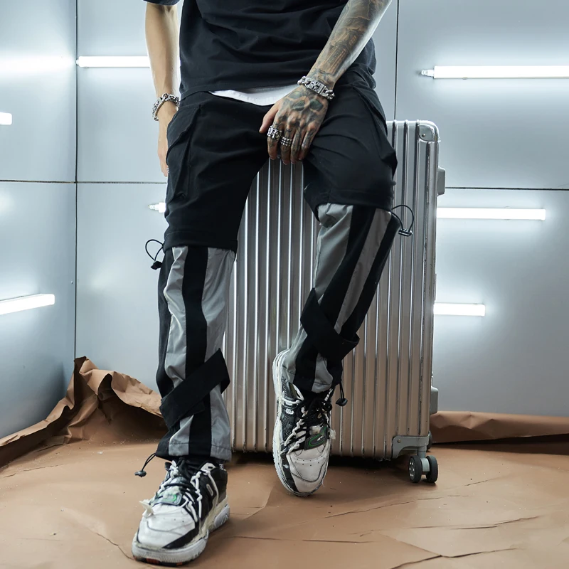 

2019 Summer Multi-pocket 3m Reflective Tooling Pants Casual Personality High Street Hip Hop Harajuku Rock Trousers Tactical Pant