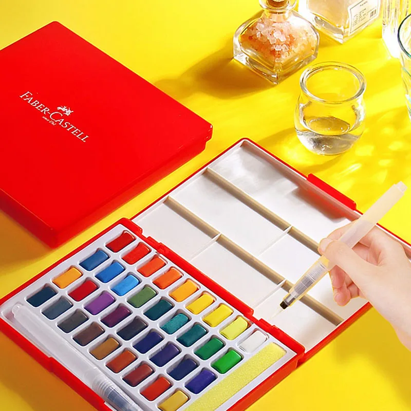 

FABER-CASTELL Solid Watercolor Paint Set Student Beginner Professional Painting Transparent Watercolor Tools Art Supplies
