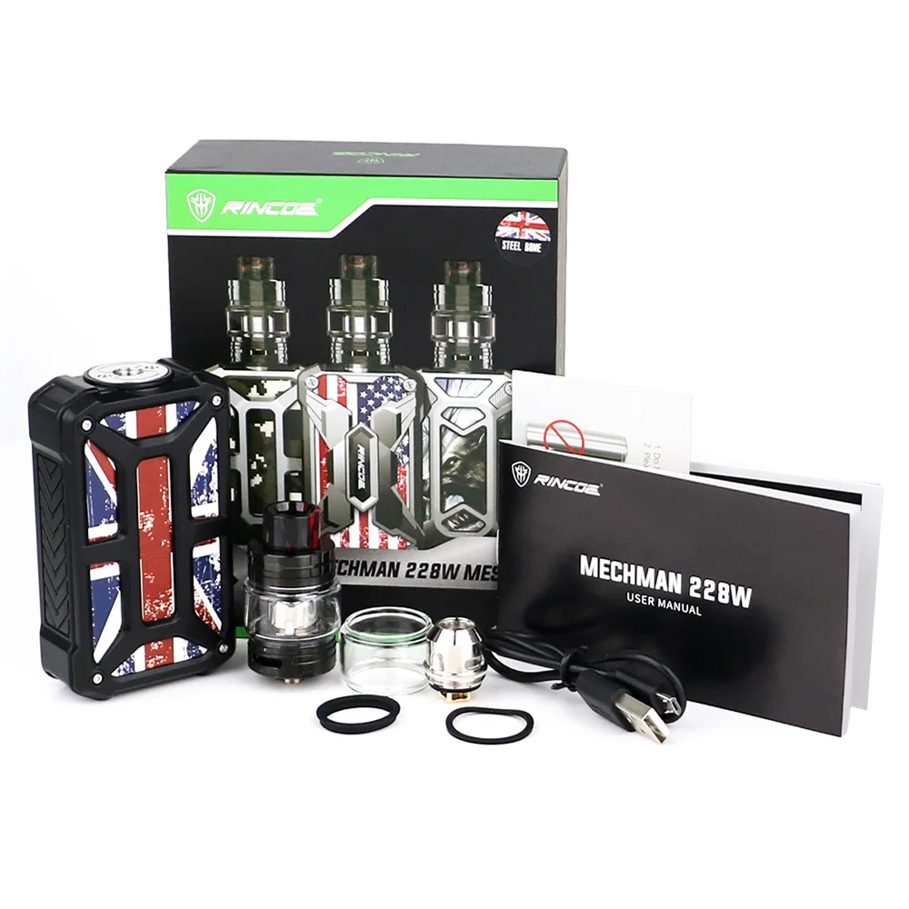 Электронная сигарета Rincoe vape kit Mechman Mesh 228 Вт Vape Mod с сетчатым баком подходит для