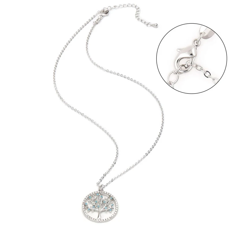 Trendy Silver Plated Tree of Life Cubic Zirconia pendant  necklace for women (5)