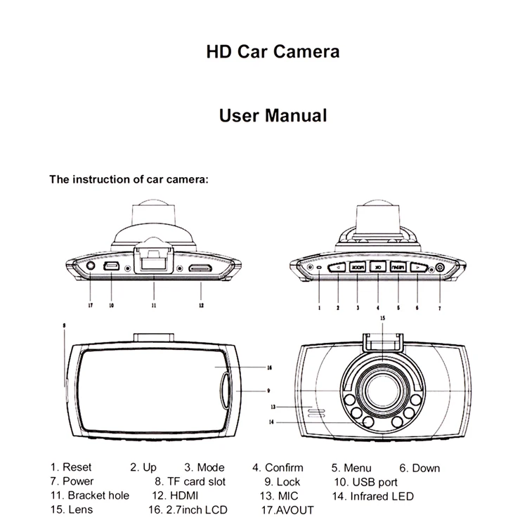 2,7 дюймов Автомобильный видеорегистратор Full HD Автомобильный видеорегистратор Широкоугольный ночное видение HDMI выход g-сенсор циклическая запись 1080P