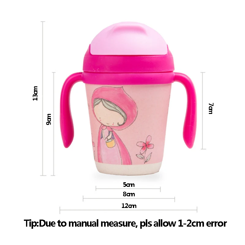 Baby Bamboo Fiber Training Cup Child Cute Handle Drink Kettle Toddler Soft Straw Bottle Infant Health Leak-Proof Drinking MY0034 (7)