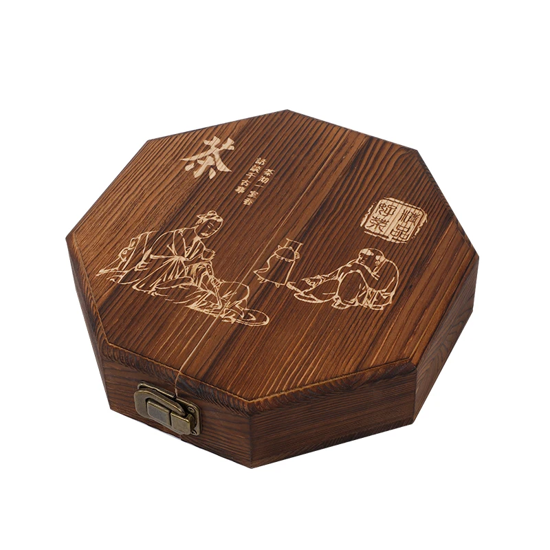 Octagon Art пуэр хранения ящик из твердой древесины Винтаж ящики для чая коллекция Pu'er подставка для торта чайная посуда украшения Дело Craft