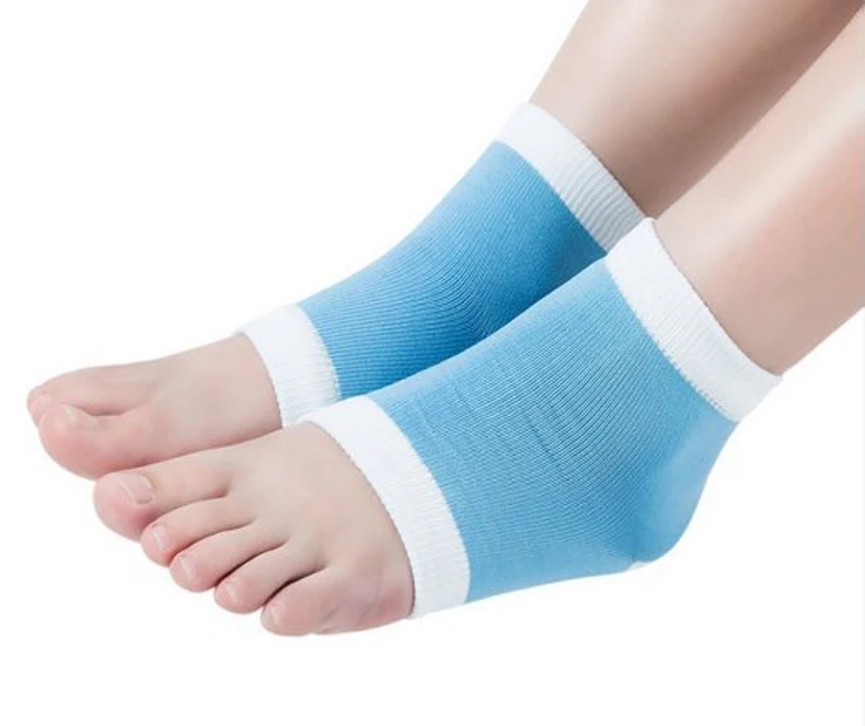 Free Shipping 1Pair SPA Gel Heel Socks Foot Skin Moisturing Spa Feet Care Socks Insole for Cracked Heels Foot Health Care Socks Blue Men Women (8)