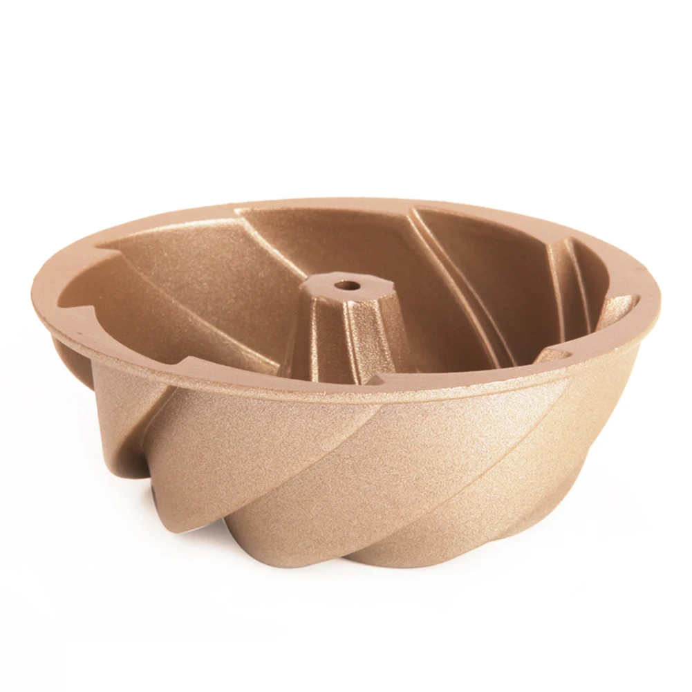 

Nonstick Cake Pan Aluminum Hollow Swirl Shaped Cake Mold Bread Baking Mould Golden