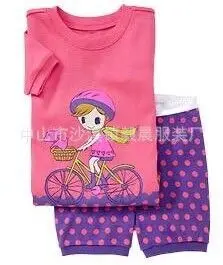 Новинка года, брендовые летние пижамы из хлопка с короткими рукавами и рисунком для девочек, детские пижамы для детей возрастом от 2 до 7 лет, детская одежда для сна