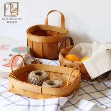 Древесины тканые получать корзины Фруктов и овощей ручка корзины бытовой творческий хлеб Организовать хранение корзины для пикника