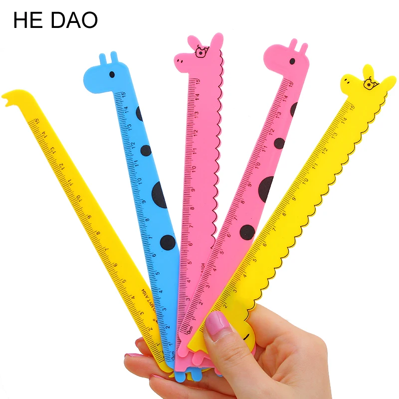 

1 PC Student School Supplies Children Cute Animal Cartoon Giraffe Plastic Straight Ruler