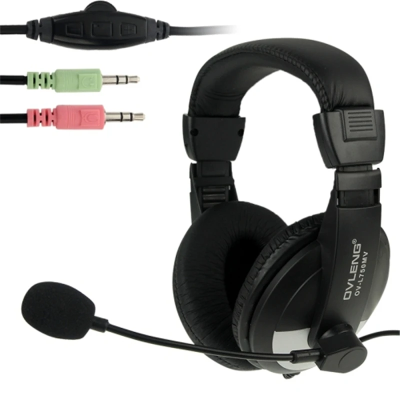 

OVLENG OV-L750MV Universal Stereo Go Pro Headphones with Mic and Volume Control Key for Computer Laptop PC Gaming Headset