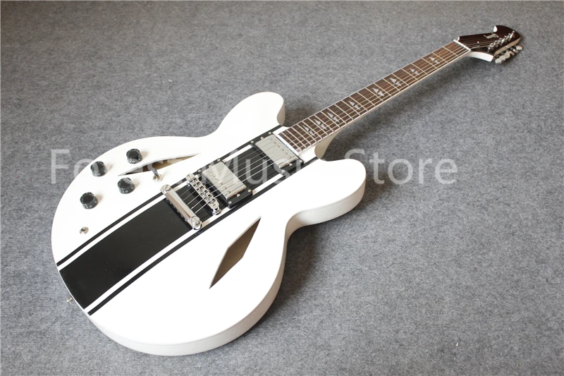 

China Custom Shop Left Handed Dave Signature Suneye ES Electric Guitar In White Glossy Finish As Picutres