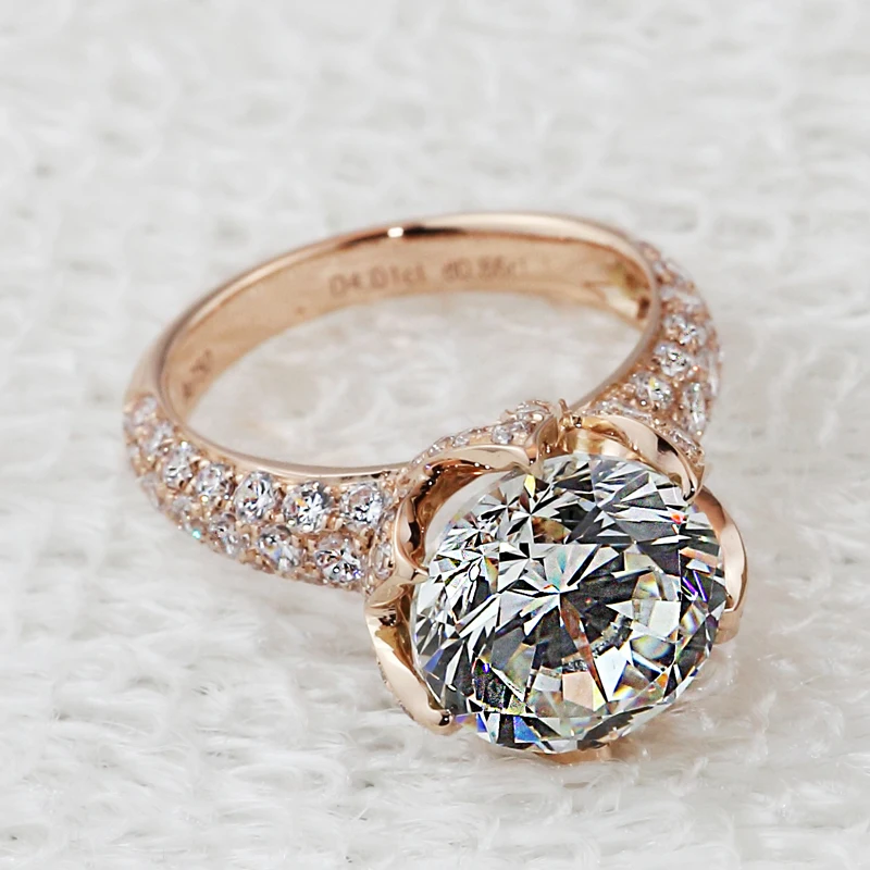 Luxury Jewelry 4 Carat Lab Diamond Ring Rose Gold Plated Engagement Luxury Jewelry 4 Carat Lab Diamond Ring Rose Gold Plated Engagement Wedding Rings For Women Micro Pave In From