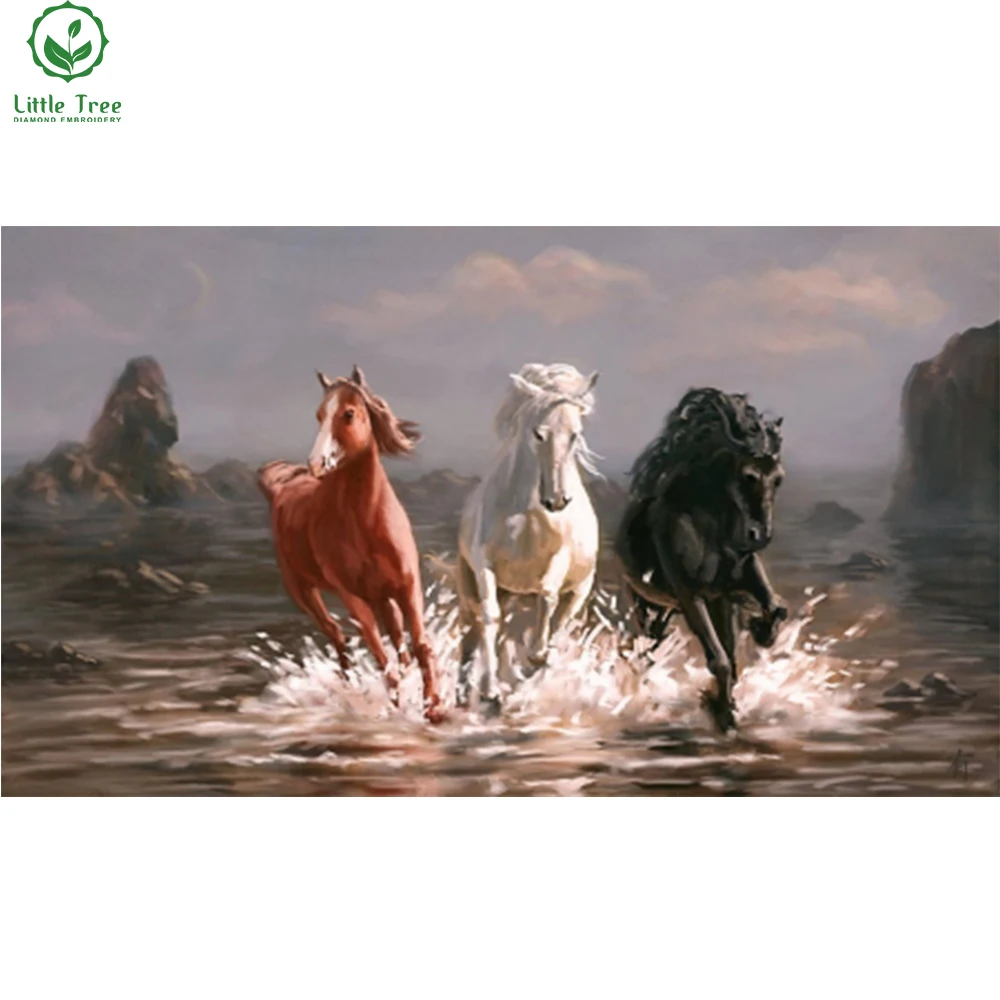 

little tree factory wholesale three horses friend diamond painting full mosaic embroidery home decor wall painting cross stitch