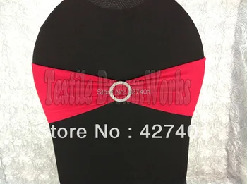 

Hot Sale Dark Red Spandex Bands / Lycra Band With Round Diamond Buckle With Pin For Wedding & Banquet