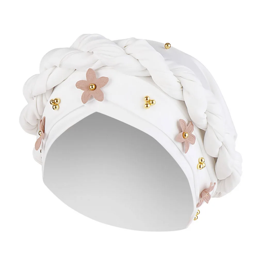 2019 Woman summer pretty flower twist wrapped head beach hat sunscreen beach hat cotton outdoor sports beach hat girl 40J5 (7)