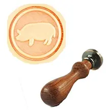 Винтаж милый, жирная свинья индивидуальный логотип свадебные приглашения Воск уплотнительное штамп палисандр ручки комплект