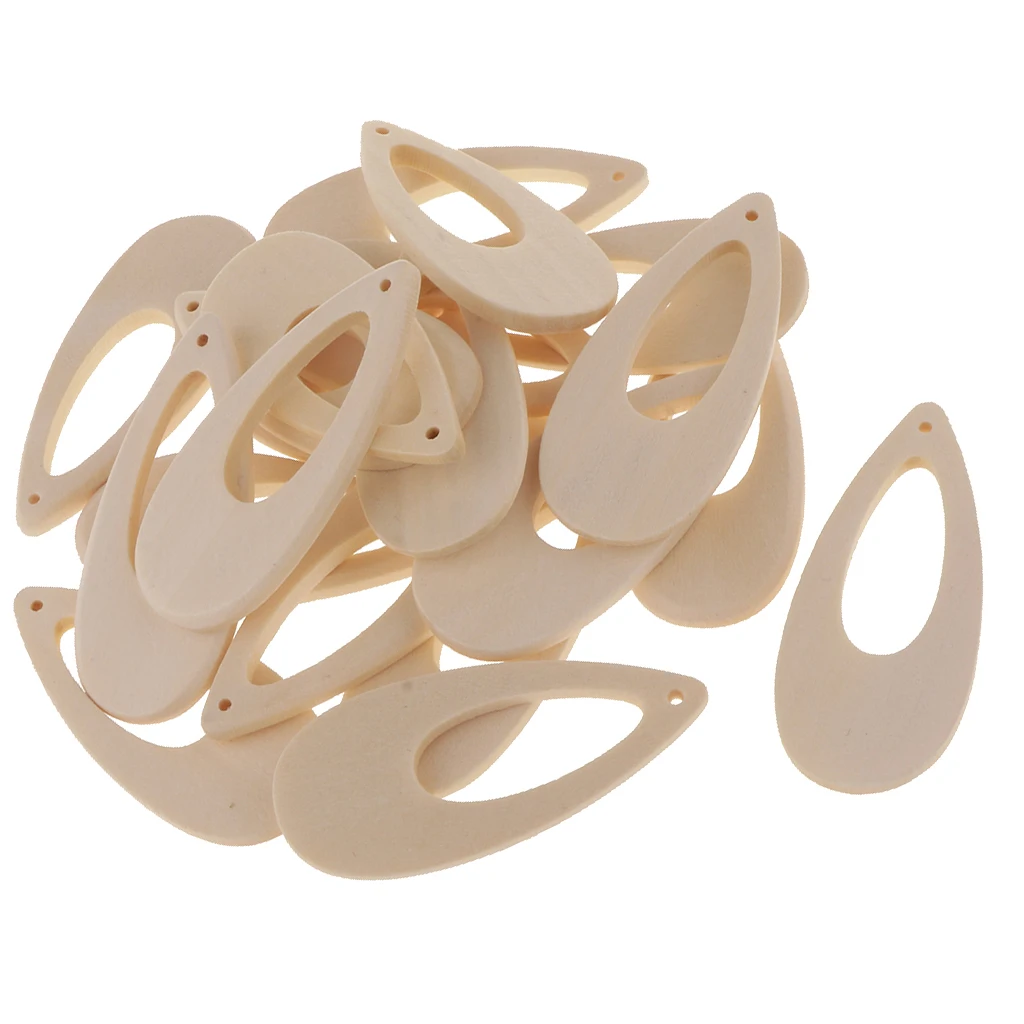 20pcs Plain Wooden Drop Charms Unfinished Wooden Beads Tags for Earrings Jewelry Making DIY Decorative Pendants