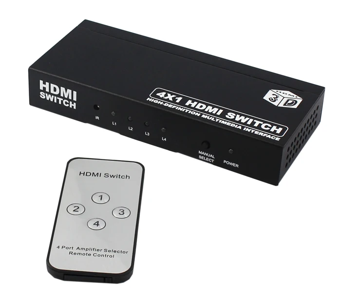 KVM коммутатор HDMI 4 в 1 Выход 1080P Svm коммутатор 4 порта - Цвет: Черный