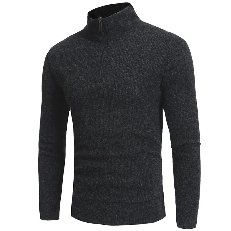 Mens New Simple High Zip Collar Design Casual Slim Knit Sweater Men Pullover Sweaters | Мужская одежда