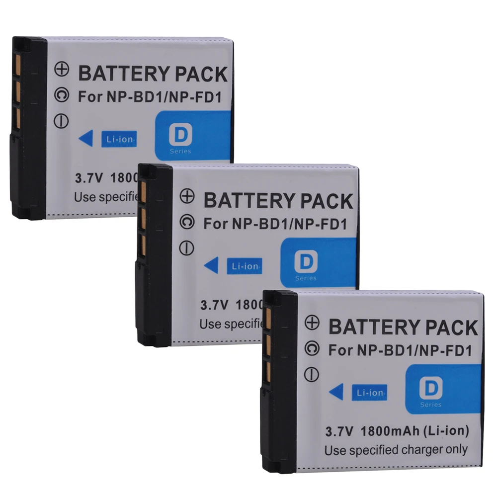 Powertrust 3 Pz 1800 Mah Np-Bd1 Np-Fd1 Np Bd1 Np Fd1 Bd1 Fd1 Batteria Per Sony T300 Tx1 T900 T700 T500 T200 T77 T900 T90 T70 T2