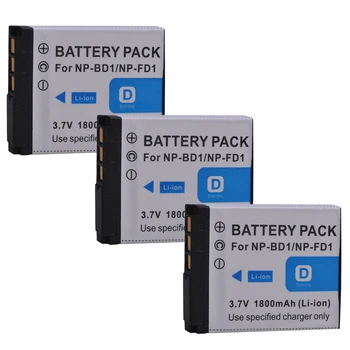 

PowerTrust 3Pcs 1800mAh NP-BD1 NP-FD1 NP BD1 NP FD1 BD1 FD1 Battery for Sony T300 TX1 T900 T700 T500 T200 T77 T900 T90 T70 T2