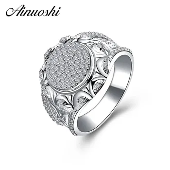 

AINOUSHI 925 Sterling Silver Men Wedding Engagement Rings Fashion Sona Male Silver Accessaries Anniversary Party Rings Jewelry