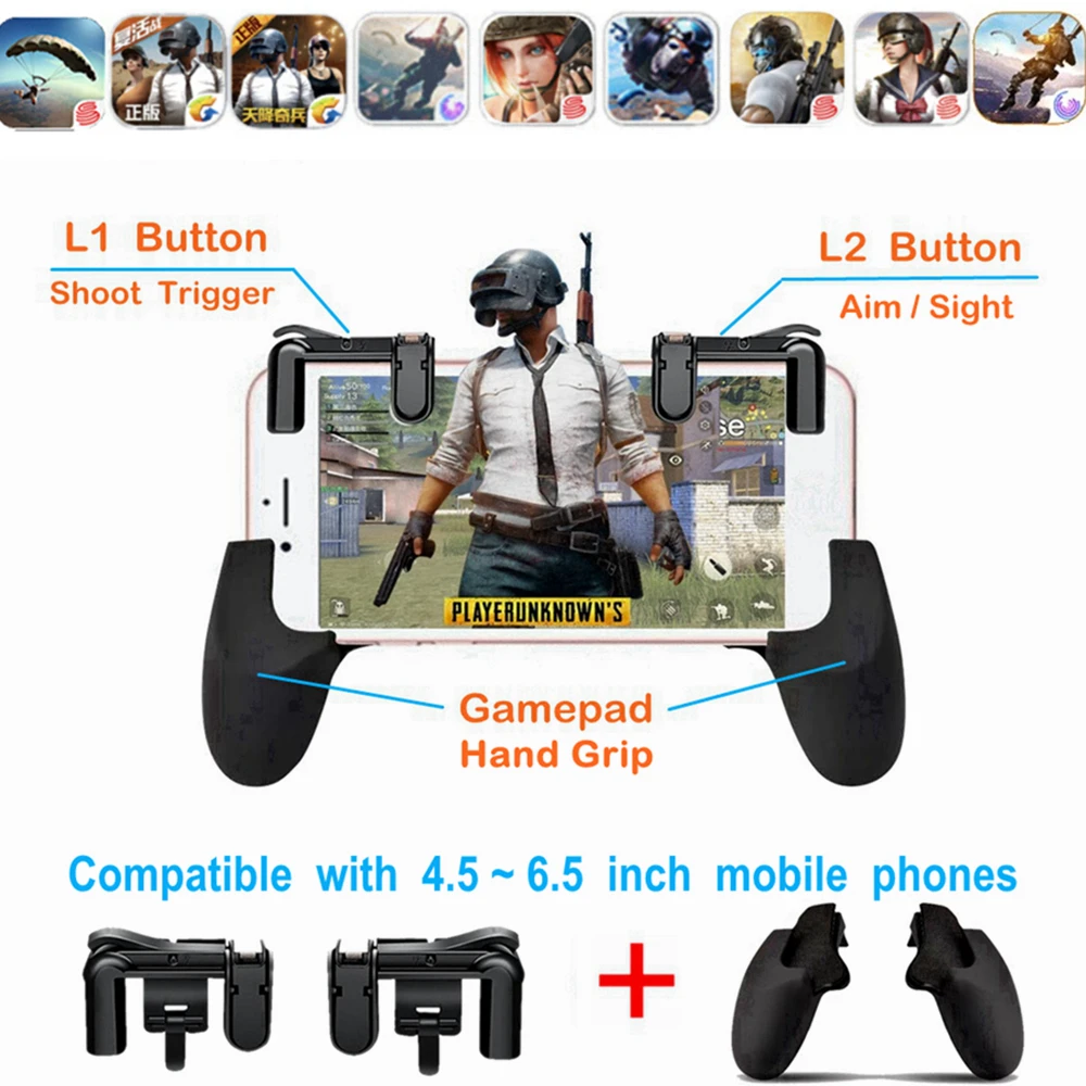 PUBG Mobile Game Pad Controller with L1 R1 Triggers PUGB Phone Gamepad L1R1 Buttons Shooting Gaming Gamepads for iPhone Android PUBG Mobile Game Pad Controller with L1 R1 Triggers PUGB Phone Gamepad L1R1 Buttons Shooting Gaming Gamepads for iPhone Android