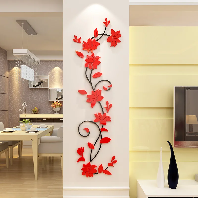 

3D Vase Flower Tree DIY Removable Art Vinyl Wall Stickers Decal Mural Home Decor For Home living room TV Background Decoration