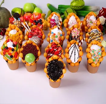 

Fake food Ice Cream Eggettes Puff Egg Bubble Waffle Model Window Display Sample; Simulation Egg waffle model display Props