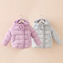 Bébé fleur veste ouatée 2016 hiver enfant de sexe féminin vêtements pour enfants veste enfant coton rembourré couleur Pure vêtements wt-5992