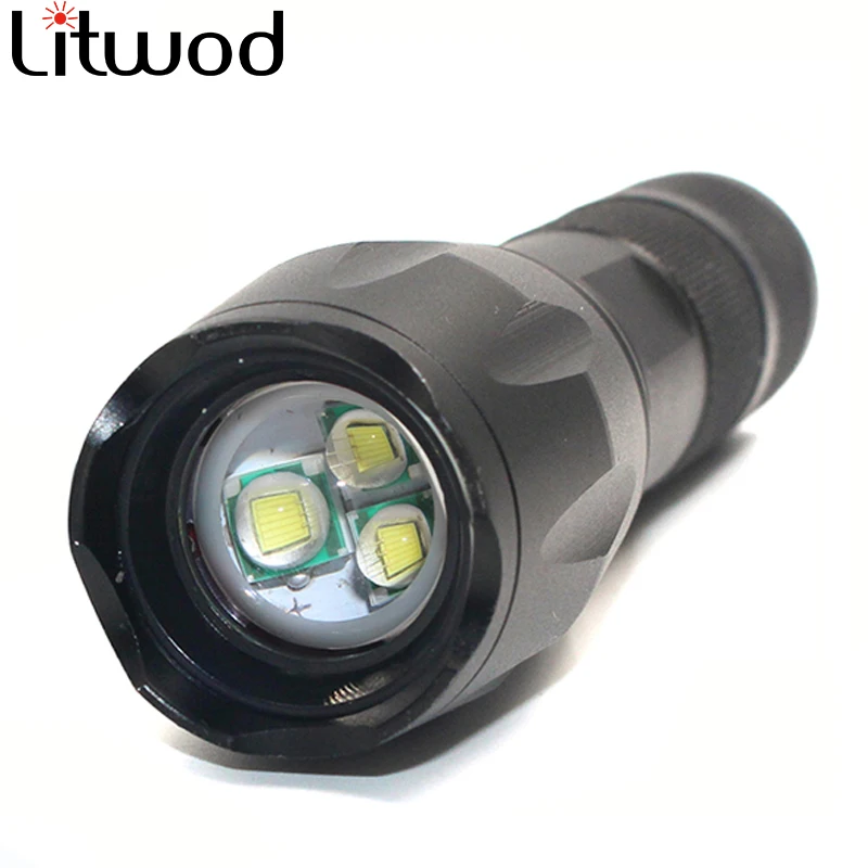 Litwod XM-L 3*T6 8000LM Aluminum Waterproof Zoomable CREE LED Flashlight Torch light for 18650 Rechargeable Battery or AAA Litwod XM-L 3*T6 8000LM Aluminum Waterproof Zoomable CREE LED Flashlight Torch light for 18650 Rechargeable Battery or AAA
