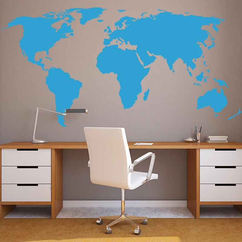 Cartoon World Map Wall Stickers 250cmx145cm World Map Wall Decals Office Restroom Living Room Mural Easy Wall Art Decals DIY (3)