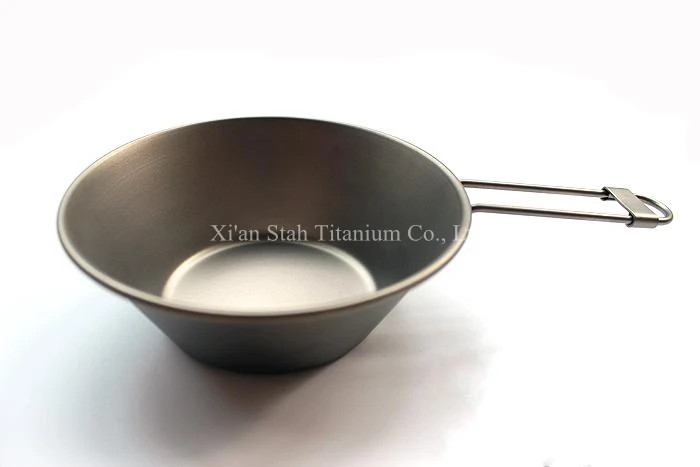 

Pure Titanium EDC Outdoor Tableware Bowl with Folding Handle Matte Surface High Quality and Light Weight 48g/pc