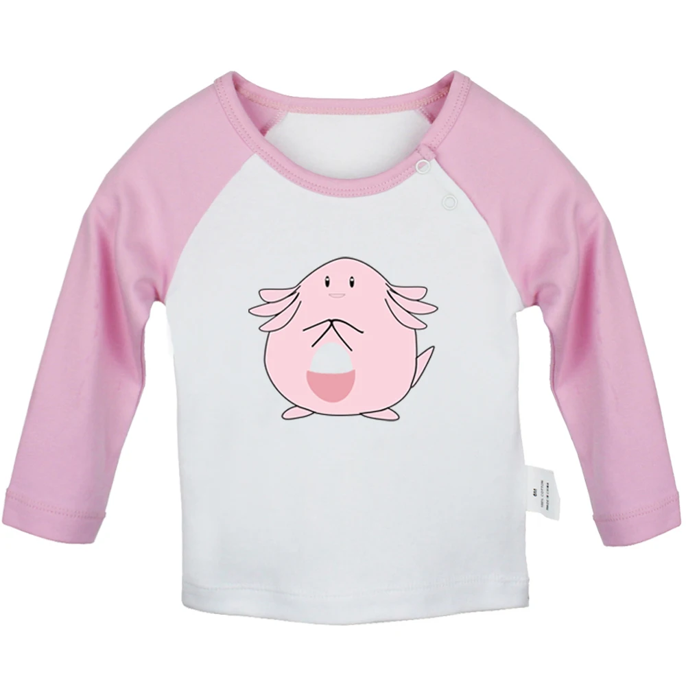 Милые футболки для новорожденных с рисунком покемона гусеницы Chansey Ditto Dragonite Dratini Gengar Goldeen, футболки с длинными рукавами для малышей