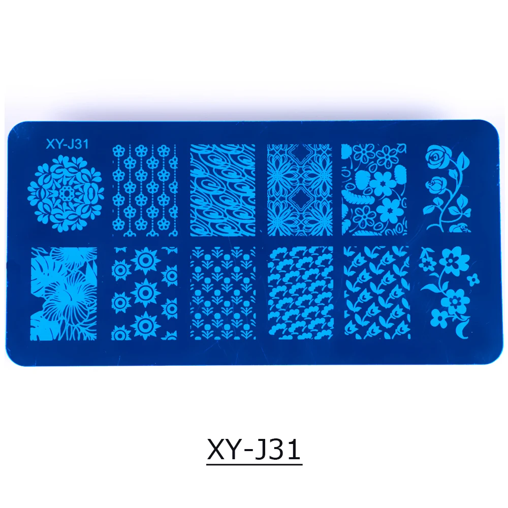 STZ пластины для штамповки ногтей цветы геометрические формы для трафаретов дизайн ногтей штамповка пластины шаблоны Маникюр гель лак формы инструменты XYJ17-32