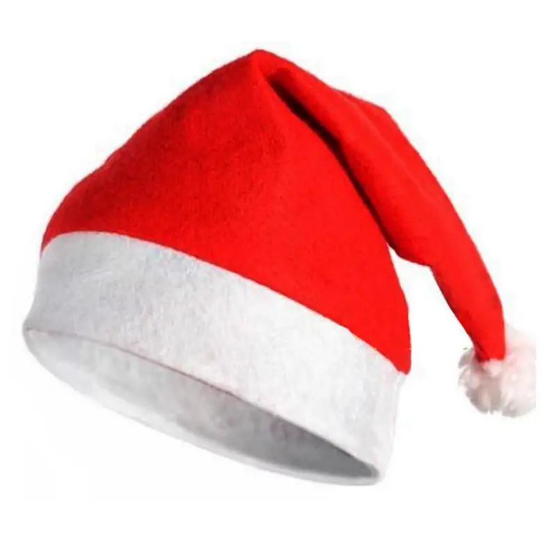 50pcs Christmas Hat Adult Children Christmas Cap Red Non-woven Cloth Hat For Santa Claus Costume Decoration gift AU409